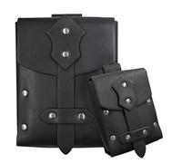 HiiFeuer 2 pièces Pochette de Ceinture médiévale en Faux Cuir clouté, Sac à Ceinture Retro RenaissanceSac à Ceinture Retro Renaissance, Sac de Taille Portable pour LARP (Noir A)