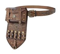 HiiFeuer 3PCs Sac de Ceinture en Faux Cuir pour alchimie médiévale avec 5 fioles de Potion en liège, Ceinture de Sorcier gaufrée Fantaisie (Marron A)