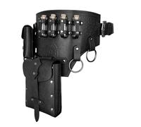HiiFeuer 4 PCs Ceinture d'alchimie médiévale Costume, Ceinture Porte-Potion de Sorcier en Faux Cuir avec 4 fioles en liège et Sac de Ceinture (Noir A)