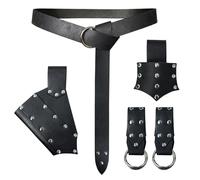 HiiFeuer 5 Pièces Ceinture Médiévale Costume Accessoires Renaissance Jupe Hike Viking Horn Belt Holster Dagger Holster Sword Frog (Noir B)