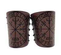 HiiFeuer - Armure de Bras en Cuir Gaufré de Viking Vegvisir 3 Couleurs pour LARP, Brassard de Armure en Cuir de Gantelet (Marron)