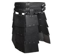 HiiFeuer Armure de cuisse médiévale en faux cuir à large ceinture, Armure de taille rétro à deux côtés, armure de jupe de mercenaire et de chevalier pour le jeu de rôle (Noir A)