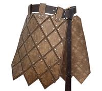 HiiFeuer Armure de Cuisse médiévale en Faux Cuir, Armure de Taille rétro à Deux côtés avec Ceinture, Armure de Jupe de Mercenaire&Chevalier pour Costume LARP (Marron C)