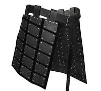 HiiFeuer Armure de cuisse médiévale en faux cuir, Armure de taille rétro à deux côtés avec ceinture, Armure de jupe de Mercenaire&Chevalier pour costume LARP (Noir A)