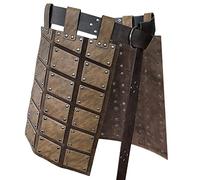 HiiFeuer Armure de cuisse médiévale en faux cuir, Armure de taille rétro à deux côtés avec ceinture, Armure de jupe de Mercenaire&Chevalier pour costume LARP (Marron A)
