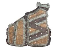 HiiFeuer Armure de poitrine en fausse fourrure viking, Armure de corps médiévale Vintage Barbare Chevalier Gilet Ajustable Armure (Marron A)