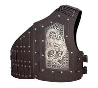 HiiFeuer Armure de poitrine en similicuir avec dragon embossé Viking, Armure de corps médiévale Vintage Mercenaire Ajustable Armure de chevalier (Marron A)