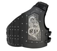 HiiFeuer Armure de poitrine en similicuir avec dragon embossé Viking, Armure de corps médiévale Vintage Mercenaire Ajustable Armure de chevalier (Noir A)