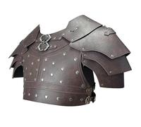 HiiFeuer Armure de Poitrine médiévale en Faux Cuir, Armure d'épaule Vintage Pauldron Gilet Pare-balles Ajustable pour Chevalier mercenaire et Archer (Marron foncé A)