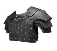 HiiFeuer Armure de Poitrine médiévale en Faux Cuir, Armure d'épaule Vintage Pauldron Gilet Pare-balles Ajustable pour Chevalier mercenaire et Archer (Noir A)
