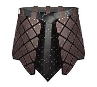 HiiFeuer Armure de Taille médiévale en Faux Cuir 3 pièces avec Ceinture, Armure de Cuisse Cosplay du Moyen-Âge, Armure de la Jupe des mercenaires et des Chevaliers (Marron foncé A)