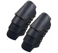 HiiFeuer Armure médiévale en faux cuir à 4 couches de bracelets, Gantelets pour mercenaires du Moyen-Âge, Costume Knight Archer Arm Guards(Noir A)