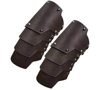 HiiFeuer Armure médiévale en Faux Cuir à 4 Couches de Bracelets, Gantelets pour mercenaires du Moyen-Âge, Costume Knight Archer Arm Guards(Marron foncé A)