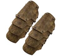 HiiFeuer Armure médiévale en Faux Cuir à 4 Couches de Bracelets, Gantelets pour mercenaires du Moyen-Âge, Costume Knight Archer Arm Guards(Bronze A)