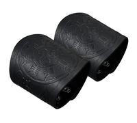 HiiFeuer Bracelet manchette 2 pièces en simili-cuir embossé Viking, Bracelet rétro nordique, Bracelet manchette à motif nordique Mjolnir Vegvisir. (Mjolnir Marron/Noir) (Vegvisir Marron/Noir)