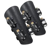 HiiFeuer Bracelets d'alchimie médiévaux en relief avec 8 fioles en liège, Fantasy Faux cuir Boucle Protège Bras Archer Magique Gantelets (Noir A)