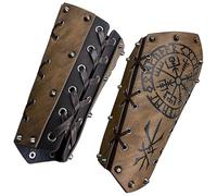 HiiFeuer Brassards Médiévaux en Relief, Gantelets de Chevalier Rétro en Similicuir, Protège-bras Vintage Pour GN, Fêtes Médiévales (Marron C)