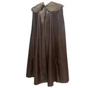 HiiFeuer Cape de Barbare médiévale avec châle en Fourrure Artificielle, Cape de Guerrier Viking à col roulé, Costume de Jeu de rôle Renaissance (Marron foncé S)