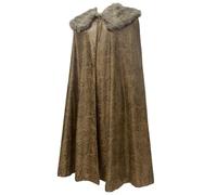 HiiFeuer Cape de barbare médiévale avec châle en fourrure artificielle, Cape de guerrier viking à col roulé, Costume de jeu de rôle Renaissance (Marron S)