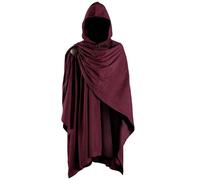 HiiFeuer Cape médiévale à capuchon en velours côtelé avec broche ajustable,Fantasy Poncho Renaissance Costume Cape Ren Faire Cosplay (Rouge A)