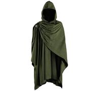 HiiFeuer Cape médiévale à capuchon en velours côtelé avec broche ajustable,Fantasy Poncho Renaissance Costume Cape Ren Faire Cosplay (Vert A)