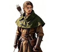 HiiFeuer Cape médiévale ajustable, cache-cou fantastique, costume Renaissance pour fêtes médiévales et cosplay（Vert A）