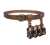 HiiFeuer Ceinture à boucle en faux cuir pour l'alchimie médiévale avec 4 flacons en liège, Fantasy Wizard Potion Bottles Halloween Belt (Marron B)