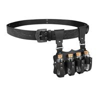 HiiFeuer Ceinture à boucle en faux cuir pour l'alchimie médiévale avec 4 flacons en liège, Fantasy Wizard Potion Bottles Halloween Belt (Noir B)