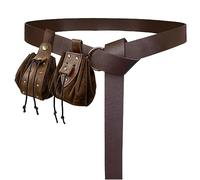 HiiFeuer Ceinture à Boucle gaufrée Fenrir de Viking avec Sac de Ceinture gaufré Nordique, Ceinture et Pochette de Ceinture Vintage en Faux Cuir pour LARP (Marron D)