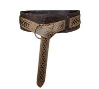 HiiFeuer Ceinture large gaufrée Viking, Ceinture rétro médiévale en faux cuir pour chevalier mercenaire, Pour Ren Faire LARP Cosplay Halloween(Marron A)