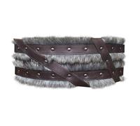 HiiFeuer Ceinture large Nordic Viking Barbarian, Armure médiévale à la taille en fourrure artificielle, Ceinture en faux cuir pour corset Vintage LARP (Marron A)