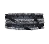 HiiFeuer Ceinture large Nordic Viking Barbarian, Armure médiévale à la taille en fourrure artificielle, Ceinture en faux cuir pour corset Vintage LARP (Noir A)