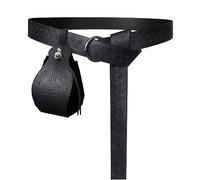 HiiFeuer Ceinture médiévale à Anneau en Forme de O avec Pochette à Cordon Portable Gungnir, Ceinture et Sac à Main rétro en Faux Cuir de la Renaissance pour Le Jeu de rôle (Noir B)