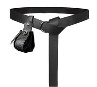 HiiFeuer Ceinture médiévale à Anneau en Forme de O avec Pochette à Cordon rétro Nordique, Ceinture et Sac à Main Renaissance en Simili-Cuir pour Le Jeu de rôle (Noir C)