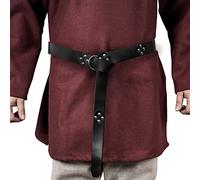 HiiFeuer - Ceinture Médiévale en Cuir PU, Ceinture à Rivets Rétro Renaissance, pour LARP, Ren Faire et (Noir B)