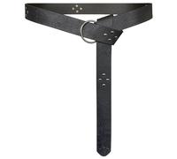 HiiFeuer - Ceinture Médiévale en Cuir PU Gaufré à Joint Torique, Ceinture de Chevalier Renaissance Rétro (Noir F)