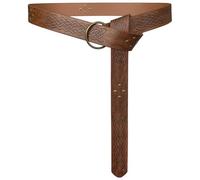 HiiFeuer - Ceinture Médiévale en Cuir PU Gaufré à Joint Torique, Ceinture de Chevalier Renaissance Rétro (Marron F)