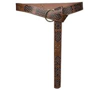 HiiFeuer - Ceinture Médiévale en Cuir PU Gaufré à Joint Torique, Ceinture de Chevalier Renaissance Rétro (Marron foncé C)