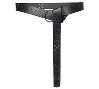 HiiFeuer - Ceinture Médiévale en Cuir PU Gaufré à Joint Torique, Ceinture de Chevalier Renaissance Rétro (Noir C)