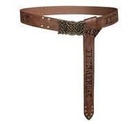 HiiFeuer Ceinture Viking à boucle gaufrée, ceinture de chevalier nordique en similicuir, ceinture de guerrier médiéval rétro pour JDR GN cosplay Halloween （Marron B）
