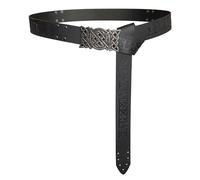 HiiFeuer Ceinture Viking à boucle gaufrée, ceinture de chevalier nordique en similicuir, ceinture de guerrier médiéval rétro pour JDR GN cosplay Halloween （Noir B）