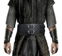 HiiFeuer - Ceinture Viking Large, Ceinture de Armure Médiévale en Faux Cuir, Ceinture de Corset Chevalier, pour Costume de LARP (Noir B)