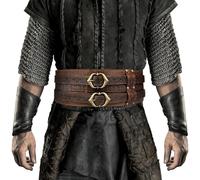 HiiFeuer - Ceinture Viking Large, Ceinture de Armure Médiévale en Faux Cuir, Ceinture de Corset Chevalier, pour Costume de LARP (Brun C)