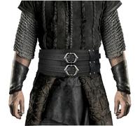 HiiFeuer - Ceinture Viking Large, Ceinture de Armure Médiévale en Faux Cuir, Ceinture de Corset Chevalier, pour Costume de LARP (Noir C)