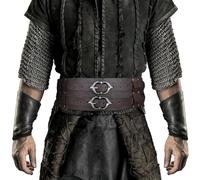 HiiFeuer - Ceinture Viking Large, Ceinture de Armure Médiévale en Faux Cuir, Ceinture de Corset Chevalier, pour Costume de LARP (Brun B)