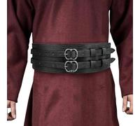 HiiFeuer - Ceinture Viking Large, Ceinture de Armure Médiévale en Faux Cuir, Noir D
