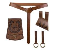 HiiFeuer Ensemble d’Accessoires de Grenouille épée 5 pièces Accessoires de Costume de Viking, Sac de Ceinture Nordique Jupe Renaissance Randonnée pour Ren Faire (Marron B)