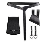 HiiFeuer Ensemble d’Accessoires de Grenouille épée 5 pièces Accessoires de Costume de Viking, Sac de Ceinture Nordique Jupe Renaissance Randonnée pour Ren Faire (Noir B)