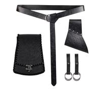 HiiFeuer Ensemble d’Accessoires de Grenouille épée 5 pièces Accessoires de Costume de Viking, Sac de Ceinture Nordique Jupe Renaissance Randonnée pour Ren Faire (Noir C)