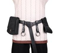 HiiFeuer Ensemble d’Accessoires de Grenouille épée 5 pièces Accessoires de Costume de Viking, Sac de Ceinture Nordique Jupe Renaissance Randonnée pour Ren Faire (Noir A)